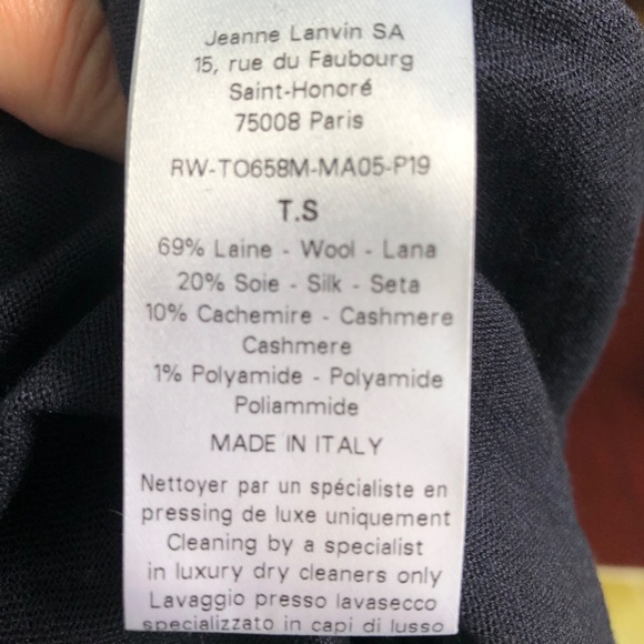 Navy blue Lanvin cashmere silk wool doleman sleeve sweater NWT, size small - Picture 9 of 9